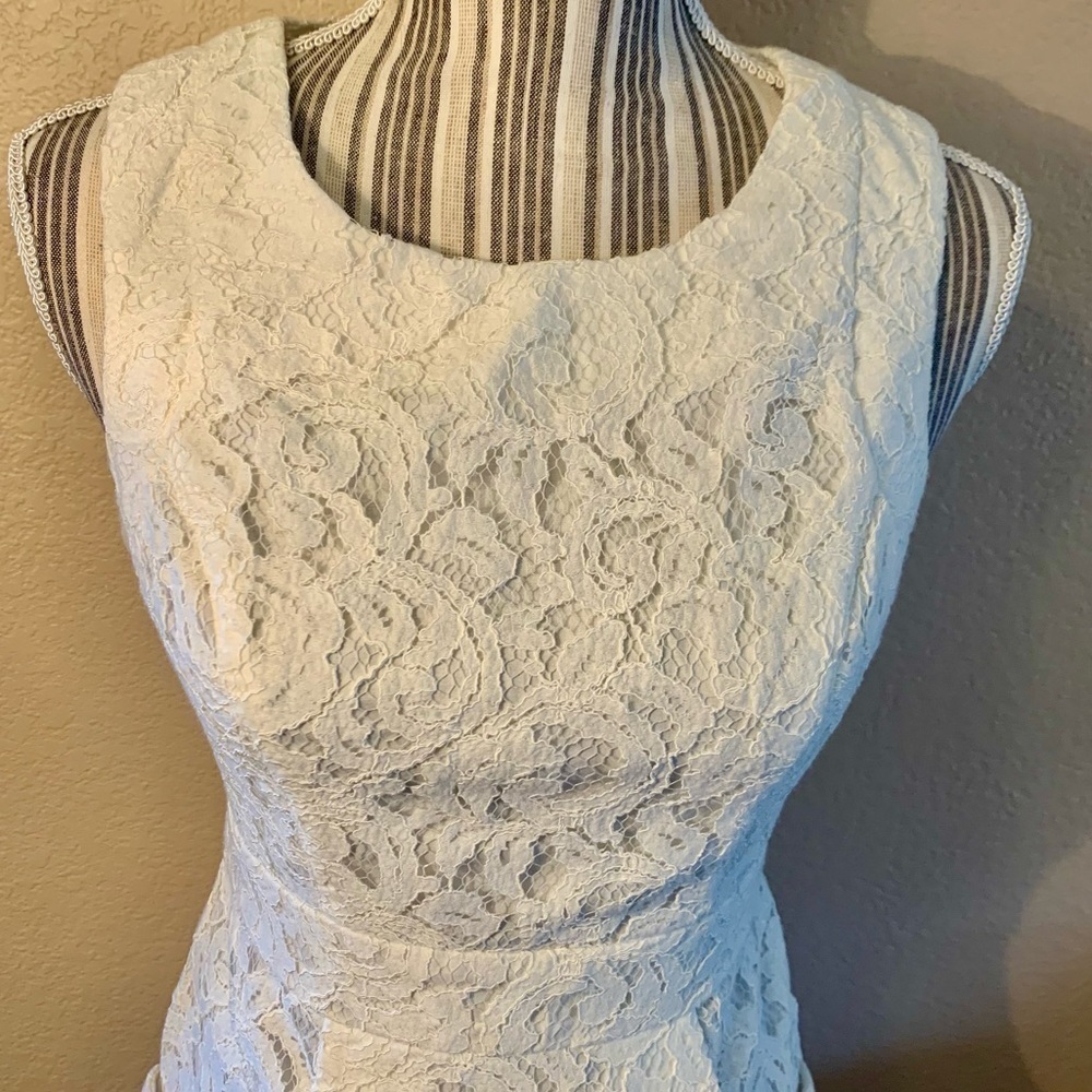 NEW Tart Lace Mini Dress White Small Sleeveless Front Pockets Back Zipper Boho - Picture 2 of 16